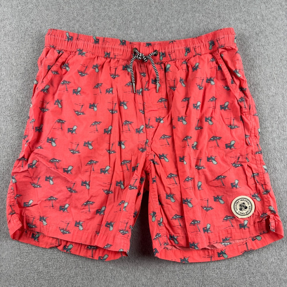 Imperial Motion Swim Shorts Mens L Chill Seekers Coral Pink Beach Print